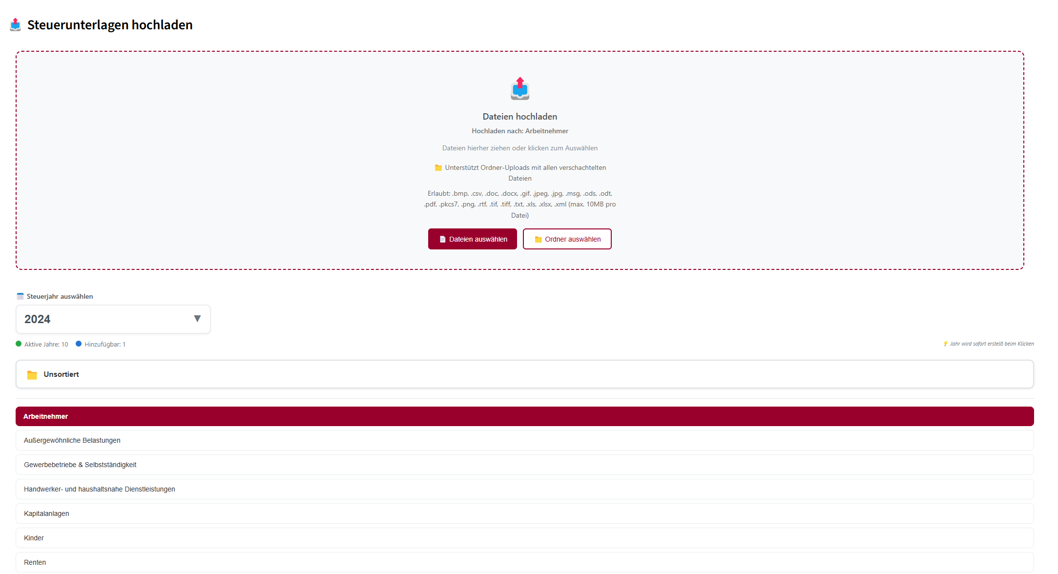 Einkommensteuer Upload